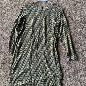 Festive jersey long-sleeve mini dress
